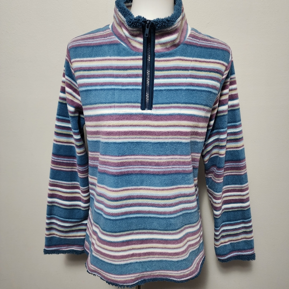 Buckle North River muted stripe teddy fur trim fleece jacket size small